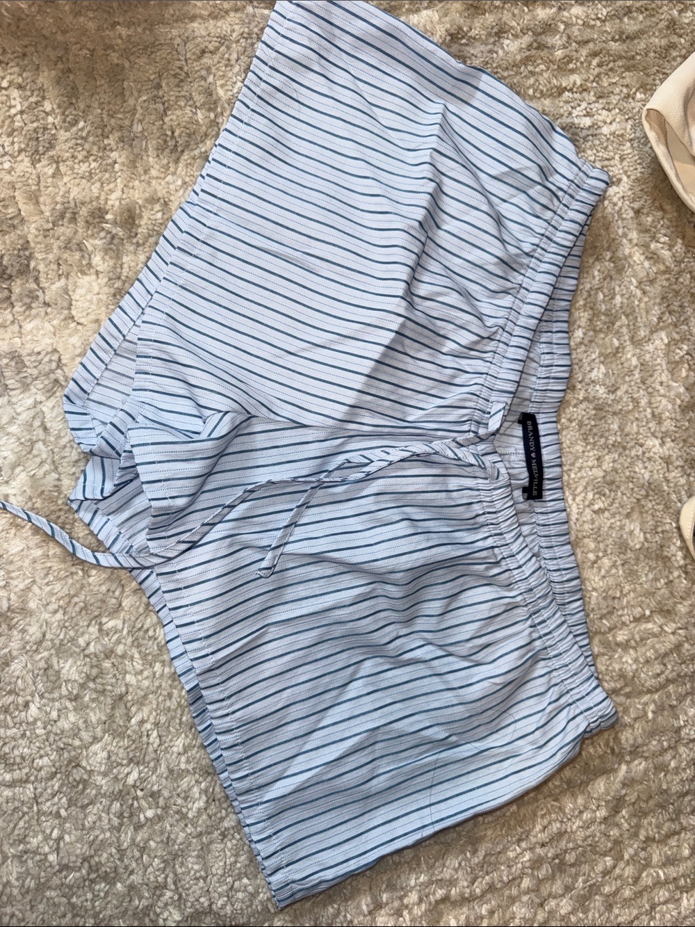 Brandy Melville Light Blue Striped Drawstring Shorts